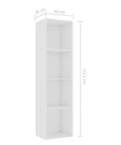 vidaXL Book Cabinet High Gloss White 40x30x151,5 cm Chipboard