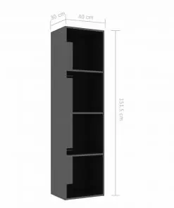 vidaXL Book Cabinet High Gloss Black 40x30x151,5 cm Chipboard