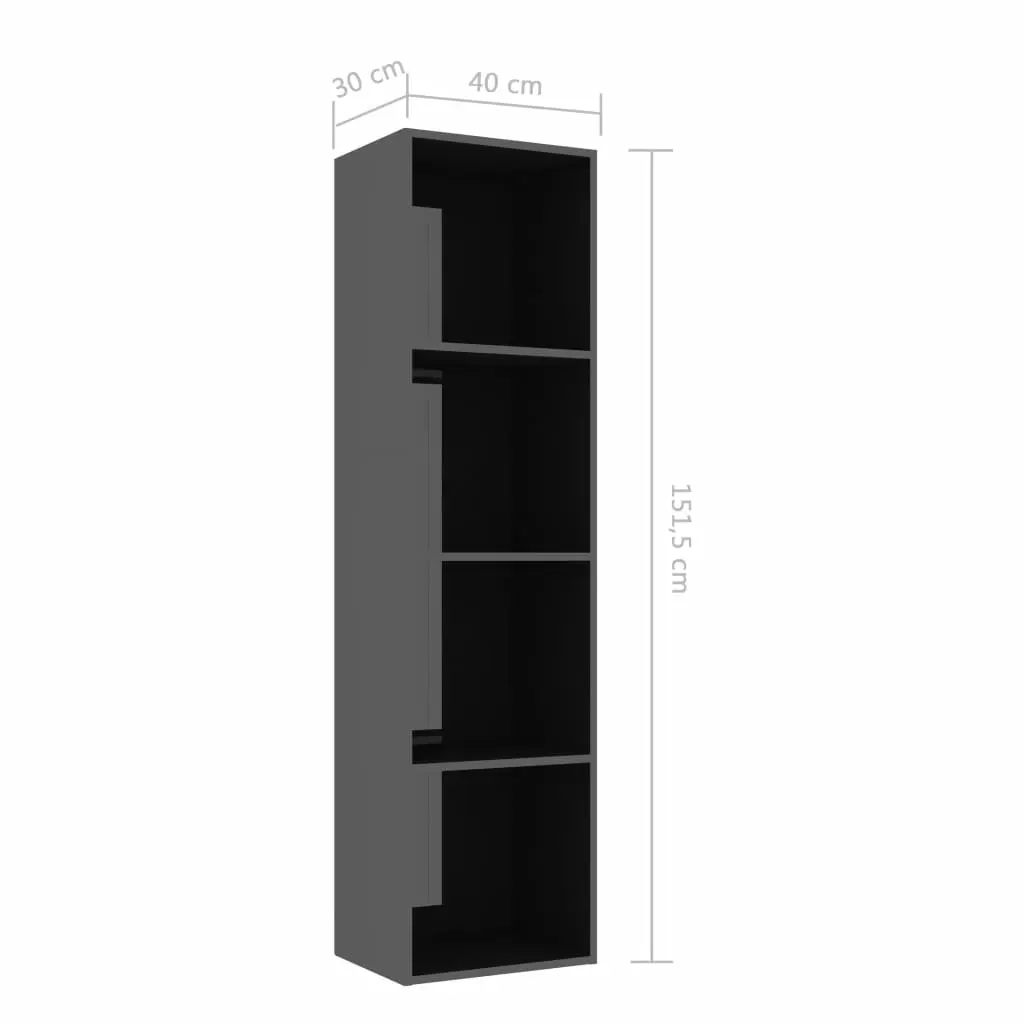 vidaXL Book Cabinet High Gloss Black 40x30x151,5 cm Chipboard