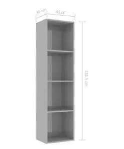 vidaXL Book Cabinet High Gloss Grey 40x30x151,5 cm Chipboard