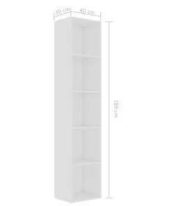 vidaXL Book Cabinet White 40x30x189 cm Chipboard