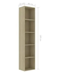 vidaXL Book Cabinet Sonoma Oak 40x30x189 cm Chipboard