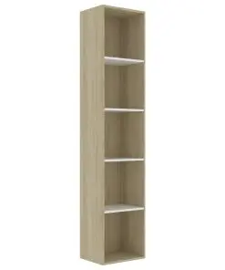 vidaXL Book Cabinet White and Sonoma Oak 40x30x189 cm Chipboard