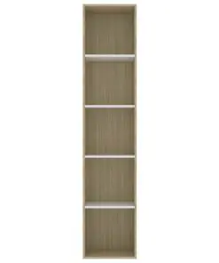 vidaXL Book Cabinet White and Sonoma Oak 40x30x189 cm Chipboard