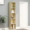 vidaXL Book Cabinet White and Sonoma Oak 40x30x189 cm Chipboard