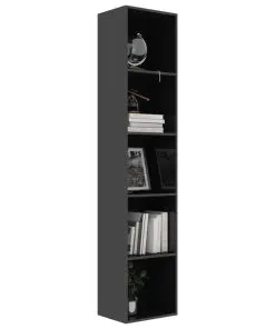vidaXL Book Cabinet High Gloss Black 40x30x189 cm Chipboard