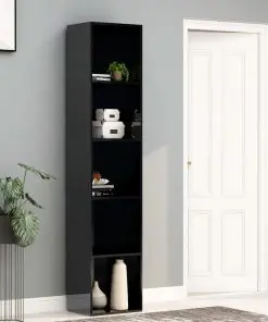 vidaXL Book Cabinet High Gloss Black 40x30x189 cm Chipboard