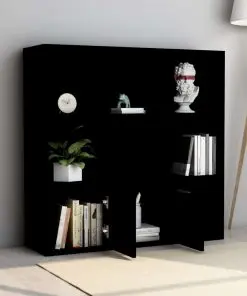 vidaXL Book Cabinet Black 98x30x98 cm Chipboard