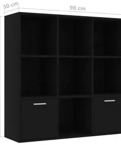 vidaXL Book Cabinet Black 98x30x98 cm Chipboard