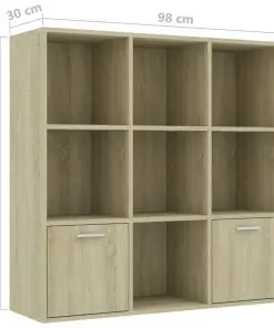 vidaXL Book Cabinet Sonoma Oak 98x30x98 cm Chipboard