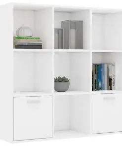 vidaXL Book Cabinet High Gloss White 98x30x98 cm Chipboard