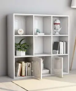 vidaXL Book Cabinet High Gloss White 98x30x98 cm Chipboard