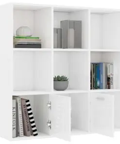 vidaXL Book Cabinet High Gloss White 98x30x98 cm Chipboard