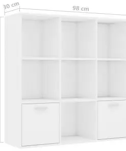 vidaXL Book Cabinet High Gloss White 98x30x98 cm Chipboard
