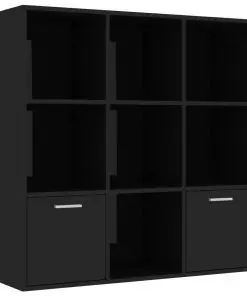 vidaXL Book Cabinet High Gloss Black 98x30x98 cm Chipboard