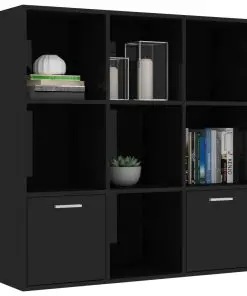 vidaXL Book Cabinet High Gloss Black 98x30x98 cm Chipboard
