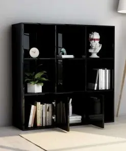 vidaXL Book Cabinet High Gloss Black 98x30x98 cm Chipboard
