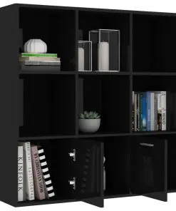 vidaXL Book Cabinet High Gloss Black 98x30x98 cm Chipboard