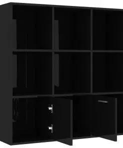 vidaXL Book Cabinet High Gloss Black 98x30x98 cm Chipboard