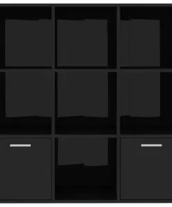 vidaXL Book Cabinet High Gloss Black 98x30x98 cm Chipboard