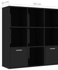 vidaXL Book Cabinet High Gloss Black 98x30x98 cm Chipboard