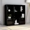 vidaXL Book Cabinet High Gloss Black 98x30x98 cm Chipboard