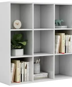 vidaXL Book Cabinet High Gloss White 98x30x98 cm Chipboard