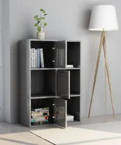 vidaXL Storage Cabinet High Gloss Grey 60×29.5×90 cm Chipboard
