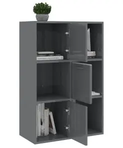 vidaXL Storage Cabinet High Gloss Grey 60×29.5×90 cm Chipboard