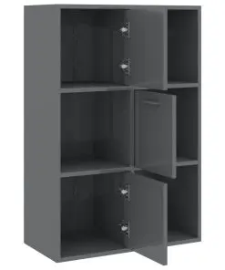 vidaXL Storage Cabinet High Gloss Grey 60×29.5×90 cm Chipboard