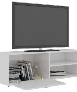 vidaXL TV Cabinet High Gloss White 120x34x37 cm Chipboard