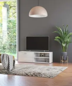 vidaXL TV Cabinet High Gloss White 120x34x37 cm Chipboard