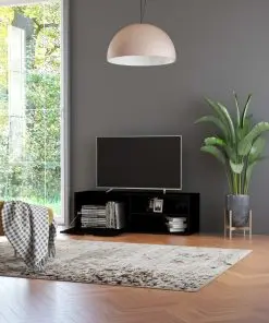 vidaXL TV Cabinet High Gloss Black 120x34x37 cm Chipboard
