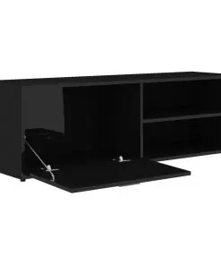 vidaXL TV Cabinet High Gloss Black 120x34x37 cm Chipboard
