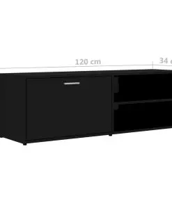 vidaXL TV Cabinet High Gloss Black 120x34x37 cm Chipboard