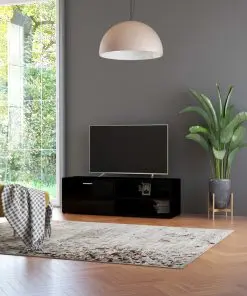 vidaXL TV Cabinet High Gloss Black 120x34x37 cm Chipboard