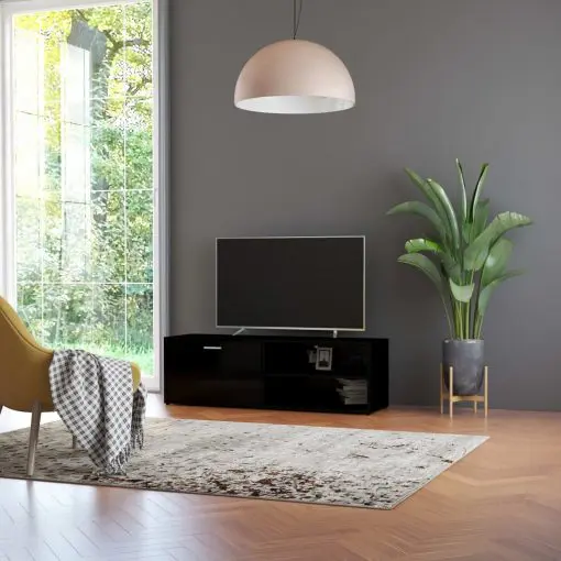 vidaXL TV Cabinet High Gloss Black 120x34x37 cm Chipboard