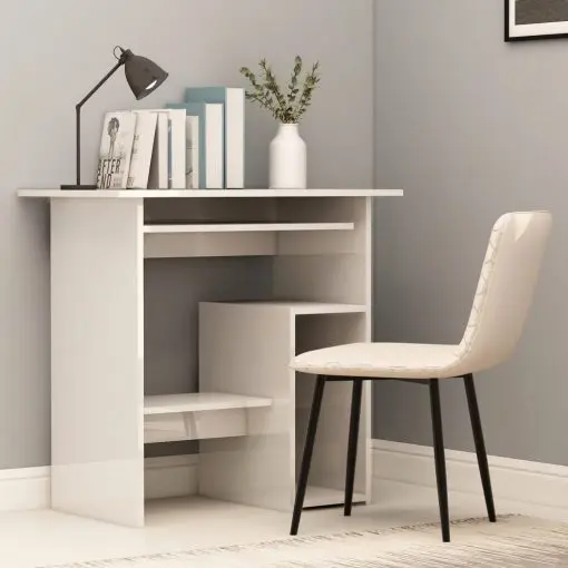 vidaXL Desk High Gloss White 80x45x74 cm Chipboard