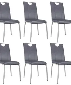 vidaXL Dining Chairs 6 pcs Suede Grey Faux Leather