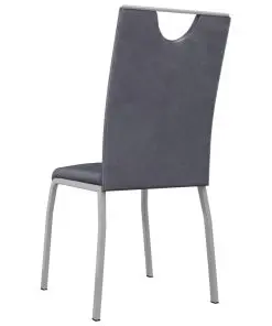 vidaXL Dining Chairs 6 pcs Suede Grey Faux Leather