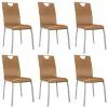 vidaXL Dining Chairs 6 pcs Brown Faux Leather
