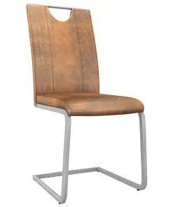vidaXL Dining Chairs 6 pcs Suede Brown Faux Leather