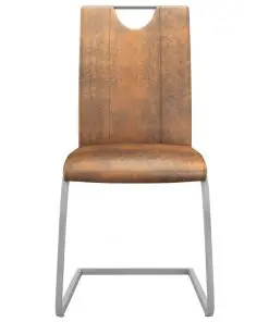 vidaXL Dining Chairs 6 pcs Suede Brown Faux Leather
