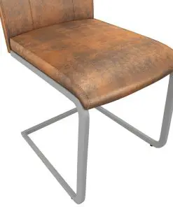vidaXL Dining Chairs 6 pcs Suede Brown Faux Leather