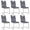 vidaXL Dining Chairs 6 pcs Suede Grey Faux Leather vidaXL Dining Chairs 6 pcs Suede Grey Faux Leather
