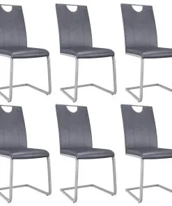 vidaXL Dining Chairs 6 pcs Suede Grey Faux Leather