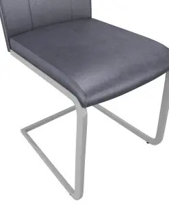 vidaXL Dining Chairs 6 pcs Suede Grey Faux Leather