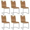 vidaXL Dining Chairs 6 pcs Brown Faux Leather