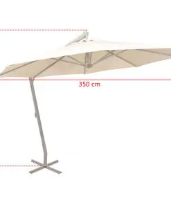 vidaXL Hanging Parasol 350 cm Sand Aluminium Pole