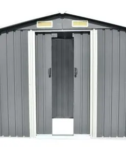 vidaXL Garden Storage Shed Grey Metal 204x132x186 cm